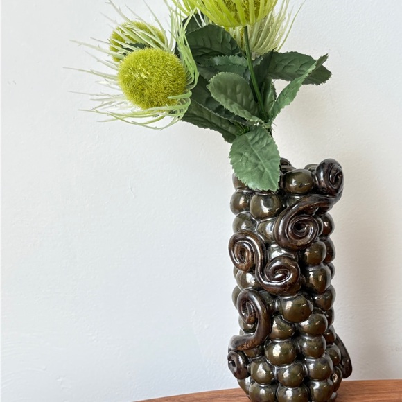 Artistic Bubble Texture Vase Mid Century Modern Pottery Vase Vintage Home Decor - Picture 3 of 12